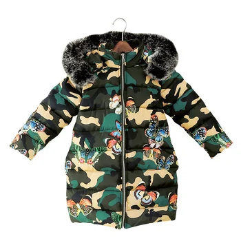 Meitene ziemas jaku kamuflāžas ilgi stila parka bērni meiteņu ziemas mētelis bērnu jakas apģērbu 3 4 5 6 7 8 10 12 14 y pusaudžu