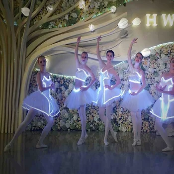 Spīdums light up Led Fluorescences Deju kleitu Posmā Doties profesionālā baleta tutu svārki baleta drēbes bērniem