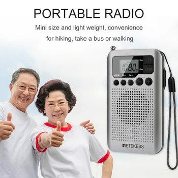 TR106 Portatīvo FM AM Radio ar LCD Displejs Digitālā Regulēšana Skaļrunis Austiņu Jack un Atbalsta Funkcija Pulkstenis