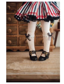BJD lelles kurpes franču stilā ar augstiem papēžiem, ar dubultas siksniņas retro augstpapēžu kurpes, kas piemērotas 1/3, 1/4 lelle apavu aksesuāri