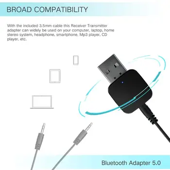 USB Bluetooth Uztvērēju, Raidītāju 5.0 Bezvadu Audio Mūziku Stereo Dongle Adapteri TV PC Bluetooth Skaļruni, Austiņas Auto AUX