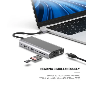Jauns USB C CENTRMEZGLU, C Tipa, Multi USB 3.0 HUB Adapteris Doks MacBook Pro Huawei Mate 30 USB-C 3.0 Portu Sadalītājs C Tipa RUMBU