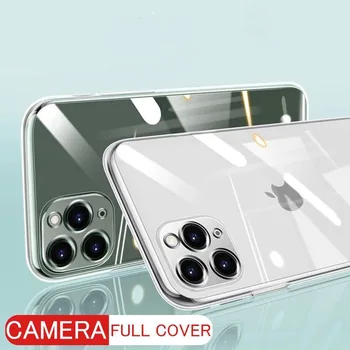 Antidetonācijas Silikona Case For iPhone 11 Pro Max XR XS X 7 8 6 6S Plus Skaidru Atpakaļ Vāku Soft TPU Pārredzamu Coque Luksusa Lietu