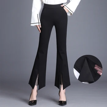 Plus Lieluma Kabatas Vintage Sieviešu Bikses Ar Augstu Vidukli, Zaudēt Gadījuma Pantalones Mujer Īss Korejas Atvērto Pusi Sadalīt Potītes Garuma Bikses