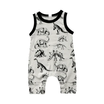 Cute Baby Meitene Zēns Apģērbu Bez Piedurknēm Dinozauru Kokvilnas Romper Jumpsuit Apģērbs Apģērbs