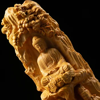 XS226-23CM, Roku Cirsts Boxwood Griešanai Statuetes Budas Statuja Mājas Dekoru -Rietumu Trim Svētajiem, Feng Shui Skulptūra