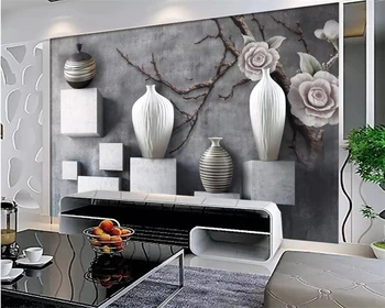 Beibehang Custom tapetes, 3d foto sienas radošo baltā un melnā vāze 3D dzīvojamā istabā TV fona tapešu papel de parede