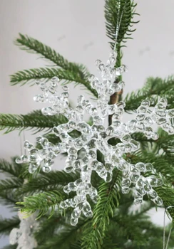 Caurspīdīgs Akrila Ziemassvētku Sniegpārsla Apdare Kulons Ziemassvētku Rotājumi 15cm Pārredzamu Sniegpārslas Kulons