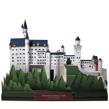 Vācija Neuschwanstein Castle 3D Papīra Paraugs Pasaules Slaveno Arhitektūras Ēku Modelis, Roku darbs DIY Izglītības Rotaļlietu Kolekcija