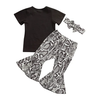 Baby Set Baby Toddler Meitene Lieldienu Drēbes Vēstuli Print T-krekls+Leopard Izlīdzināšanu Bikses 3Pcs Tērpiem#1