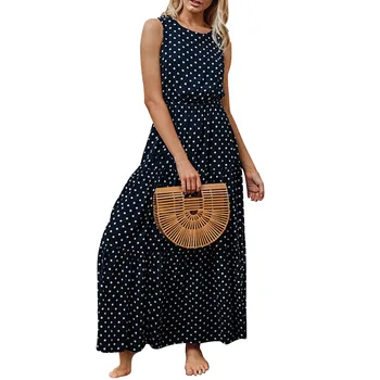 Šifona Modes Pogu Vintage Kleitas Drukāt Bez Piedurknēm Vintage Sieviešu Modes 2020. Gadam Polka Dot Kleitas Plus Lieluma Sievietēm