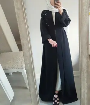 Sieviešu Dubaija Stilā Open Priekšā Jaciņa Jilbab Kaftan Abaya Musulmaņu Tērpu Maxi Kleita