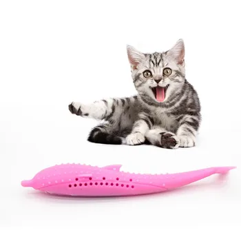 Kaķis Zivis Formas Suka Ar Catnip, Pet Eco-Draudzīga Silikona Molārā Stick Zobu Tīrīšana Rotaļlietas Kaķiem