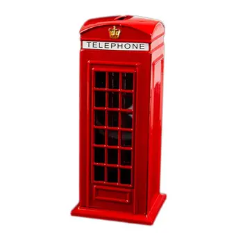 Metāla Sarkanā Britu angļu valoda Londonā Telefona Būdiņā Bankas Monētu Bankas Glābšanas Pot Cūciņa Banka Red taksofons Lodziņā 140X60X60Mm
