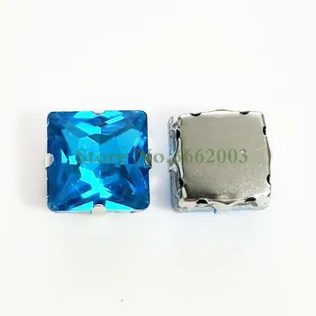 Ezers zils augstākās kvalitātes Stikla Kristāla šūt uz akmeņiem,kvadrātveida formas nagi rhinestone ar caurumiem,Diy/Apģērbu accessorie SWZ413