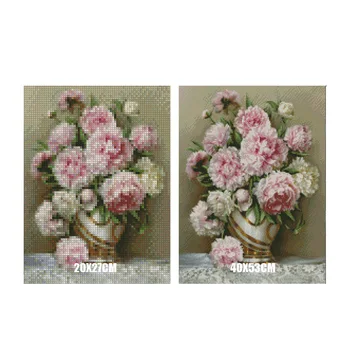 Pilna 5D Diy Daimond Glezna krustdūrienā rozā peonija 3D Dimanta Krāsošanas Kārtu Rhinestones Gleznu Izšūšana ziedu Dekori