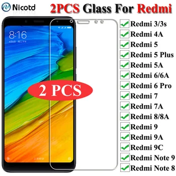 2gab/Daudz 9H Rūdīta Stikla Xiaomi Redmi 9.a 8.a 7.a 5.a 6.a, 4.a Ekrāna Aizsargs, Lai Redmi 9 8 7 6 5 4 3 3s, Ņemiet vērā, 9s 9 8 7 6 5 Pro