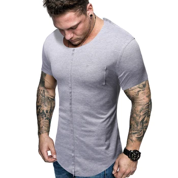 Jaunas Vīriešu Vasaras Modes Apaļā Apkakle Gadījuma Īsām Piedurknēm T-krekls, Vienkāršas Slim Izšūšanas tīrtoņa Krāsu Īsām Piedurknēm T-krekls