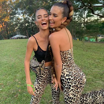 Hirigin 2019 Modes jaunās rudens sieviešu caurule top dobi leopard taures jumpsuit jaunatnes sieviešu izvēli puse drēbes