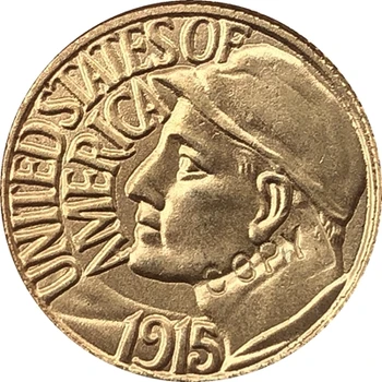 24-K Gola Pārklājumu ASV 1915 1 Dolāru Franku monētas kopiju, 15mm