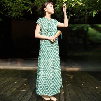 Hisenky 2019 Vasaras Sieviešu Kleita Bez Piedurknēm Ķīniešu Stilā Cheongsam Kleita Ar Ziedu Morden Qipao Kleita Vestidos Drēbes Femme