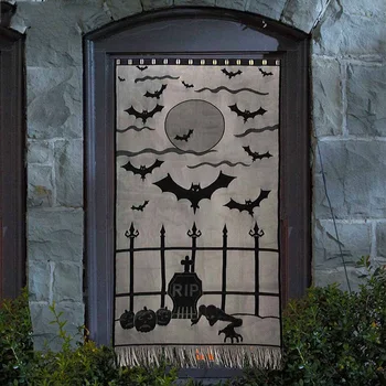 Halloween Logu Aizkaru Šausmu Melnas Mežģīnes Aksesuārus Ķirbju Bat Spoku Durvis, Sienas Karājas Halloween Puse Apdare