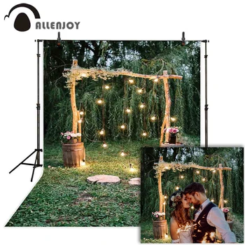 Allenjoy fotogrāfijas fona pavasara nakts mirdzēt kāzu meža, zāles, ziedu fona photobooth foto studija photocall