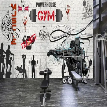 Milofi pielāgotas 3D sienas tapetes personības boksa ķieģeļu sienas grafiti sports fitnesa klubs attēla sienas fona sienas