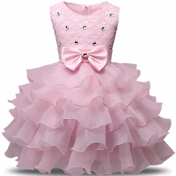 Jaundzimušais Baby Girl Dress Bumbu kleita Slāņos Balli tutu Kleitas Par Kazlēnu, Meitenes Pusi Princese Drēbes Dzimšanas dienā, Kristības, Kristību