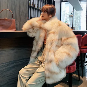 Nekustamā Fox Kažokādas Ziemas korejas Modes Mētelis Sievietēm, Apģērbu 2020. Gadam Manteau Femme YY822