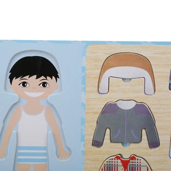 Zīdaiņu Apģērbs Saskaņošanas Puzzle Bērniem, Koka Rotaļlietas Bērnu Agrīnās Izglītības Attēls Puzzle Spēles Baby Zēni Meitenes Saģērbt Rotaļlietas, Dāvanu
