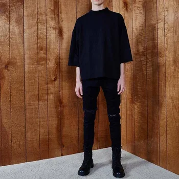 Modes 2020. gadam pavasara rudens Casual Slim melns kokvilnas Ceļa Caurumu hip hop streetwear masculina džinsa zīmuli džinsi homme