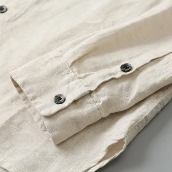 Y&CHIC Vīriešu regulāri-fit krekls ar garām piedurknēm lina