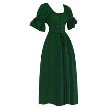 Kleitu Modes Sieviešu Vintage Īss Ziedlapiņu Piedurknēm O-veida Kakla Viduslaiku Kleita Cosplay Gadsimta retro Kleita