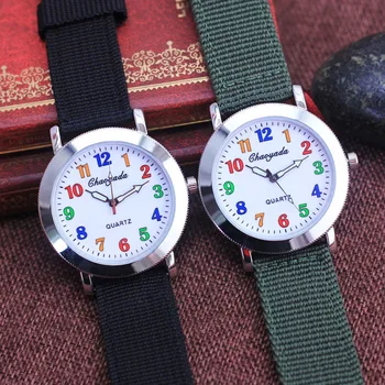 CHAOYADA jauns stils, vīriešiem, zēniem, bērniem, krāsains digitālo kvarca rokas pulksteņi personības brezenta siksna modes atdzist elektronisko pulksteni