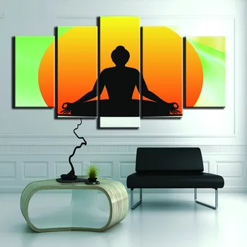 Sistēmu Sienu, Mākslas Plakātu, Mājas Dekoru Mūsdienu 5 Panelis Budas Meditācija Dzīvojamā Istaba Gleznas HD Drukāt Krāsošana Moduļu Bildes