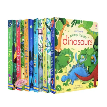 6PCS Usborne Palūrēt Iekšā Zooloģiskā dārza Dzīvnieku angļu Izglītības 3D Vāka Attēlu, Grāmatas, Bērnu Bērni, Lasot Grāmatu skolas supplise