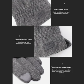Ziemas Vilnas Touchscreen Cimdi Ar Polar Fleece Par.Vīriešiem Un Sievietēm-Pretvēja.Silts & Soft Black Siltuma Cimdi Aukstiem Laika Apstākļiem