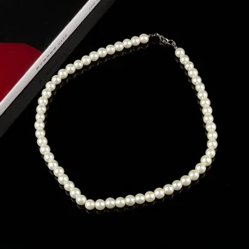 Jaunu 2021 Pērļu Kaklarotas Sievietēm 8mm Imitētu Pērle Ķēde, Kaklarota, Collier Femme sānslīdi kaklasaite Kāzu Līgavas Rotaslietas Puse Dāvanas