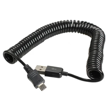 Spirālveida Vijumu USB 2.0 Vīrietis uz Micro USB B 5Pin Adaptera Pavasara Vads 2.5-3m kabeļa garums