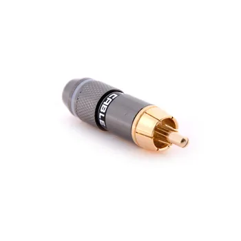 4gab/daudz Augstas kvalitātes apšuvuma RCA savienotājs RCA male plug atbalsta kabelis 6 mm, zelta