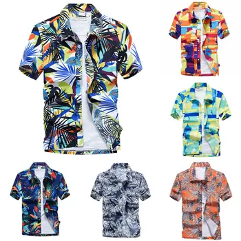 Vestidos Mens Havaju Krekls Vīriešu Ikdienas camisa masculina Iespiesti Pludmales Krekli ar Īsām Piedurknēm zīmolu apģērbu Āzijas Izmērs 3XL