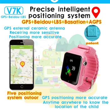 Gļotains GPS Smart Baby Watch Zēniem Meitenes V7K Ūdensizturīgs Smartwatch GPS Bērnu Pulkstenis ar GPS Tracker Smart Baby Skatīties PK Q50 Q90
