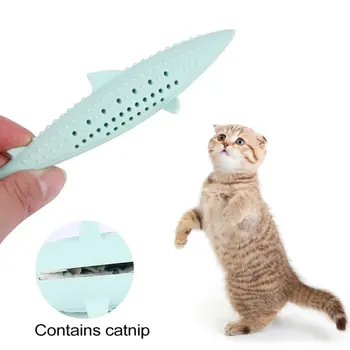 Kaķis Zivis Formas Suka Ar Catnip Pet Eco-Draudzīga Silikona Molārā Stick Zobu Tīrīšana Rotaļlieta Kaķiem Jaunu 2020. gadam karstā