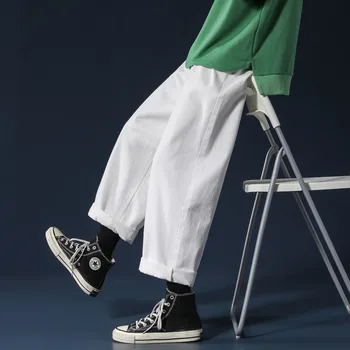 Korejas Wide-leg Džinsi Vīriešu Modes Gadījuma Retro Džinsi Vīriešu Streetwear Savvaļas Zaudēt Hip-hop Taisnas Džinsa Bikses Vīriešu M-2XL