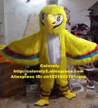Žirgts Dzeltena Papagailis Parakeet Macaw Putnu Talismans Kostīmu Karikatūra Raksturs Mascotte Pieaugušo Dzeltenā Ābola Baltas Sejas Nr.zz3053