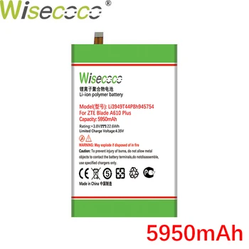 Wisecoco 5950mAh Li3949T44P8h945754 Akumulatoru ZTE Blade A2 Plus BV0730 A2Plus Asmens A610 Plus Tālrunis+Izsekošanas Numuru