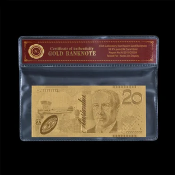 WR Ne-valūtas Prop Naudu Jauna Austrālijas 20 Dolāru Zelta Folija Banknotes ar Rāmi Viltotas Naudas Rēķinus AUD Banknošu Dzimšanas dienas Dāvana