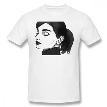 Puiši Audrey Hepburn Vintage Zīmuli Smieklīgi Joks Audrey Hepburn Vīriešu Pamata Īsām Piedurknēm Ir 2021. T-Krekls Eiropas Izmērs
