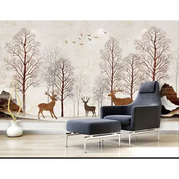 Pastorālā tapešu Krāsotas Alnis Meža Ainavu, Foto Tapetes, Sienas 3D Dzīvojamā Istaba Guļamistaba Self Adhesive Vinyl/Zīda Tapetes